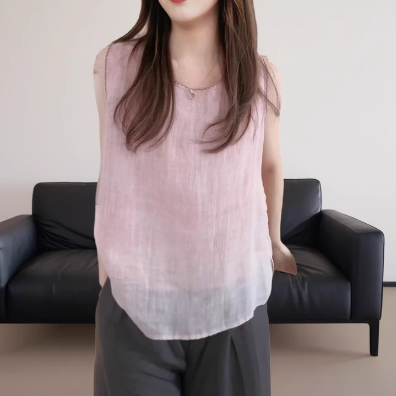 2025新款港风洋气百搭时尚波纹背心慵懒显瘦无袖上衣LK2503053