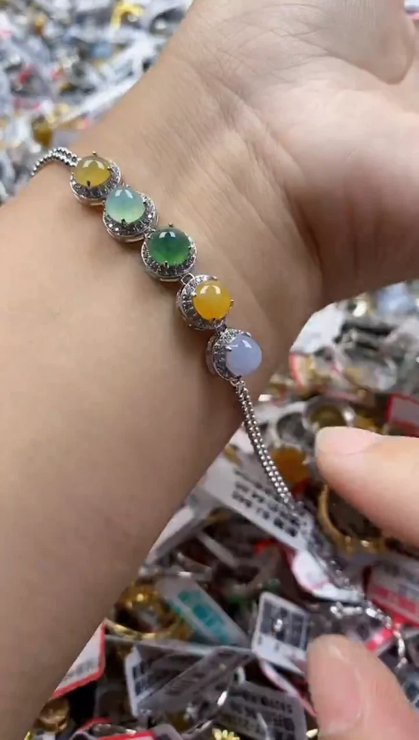 翡翠戒指银S925镶嵌9999     10