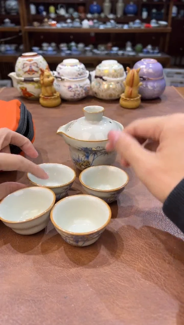 真的很便宜超好看会开片的旅行茶具