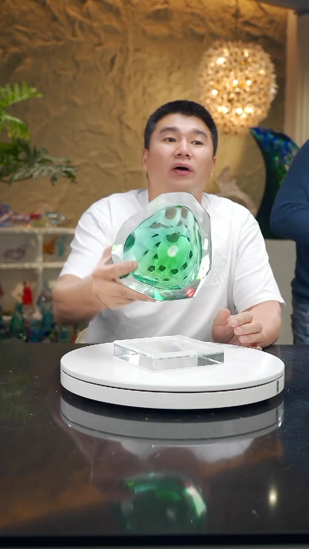 摆件福利蓝绿三角切面果碗