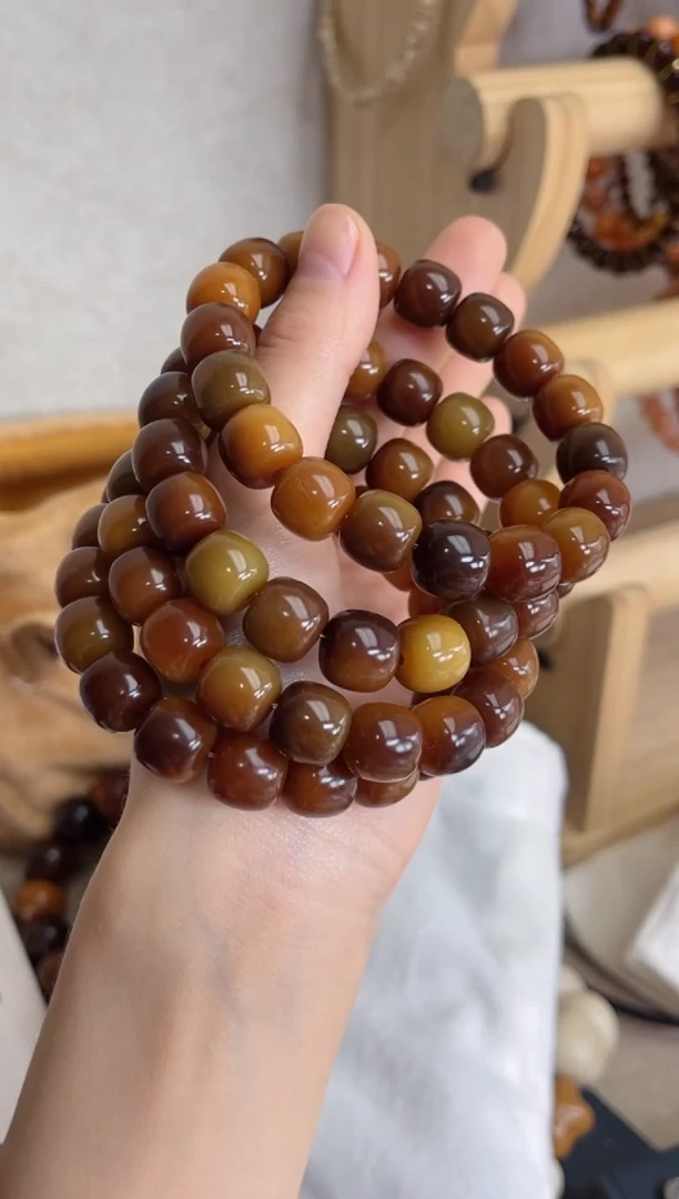 菩提根/象牙果手串油茶玉化桶珠11*12手串