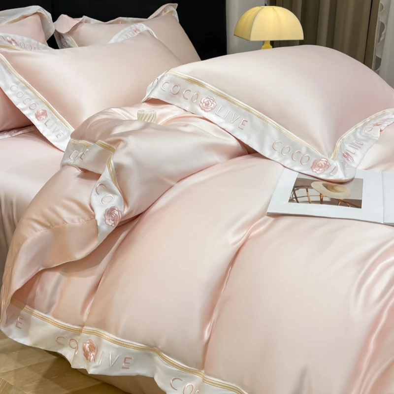 轻奢小香风A类兰精天丝四件套夏季凉感被套丝滑床单高级床上用品