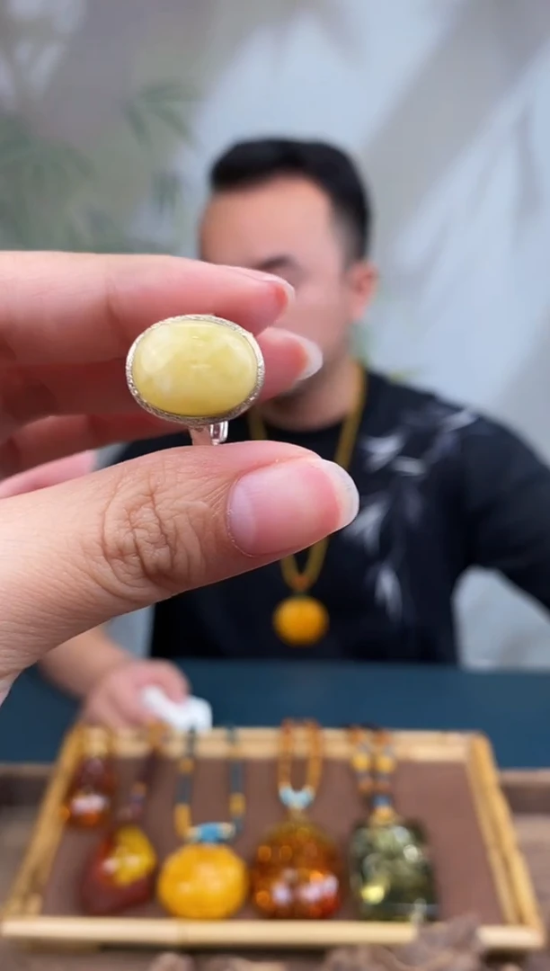 银S925镶嵌琥珀裸石 全国 包邮