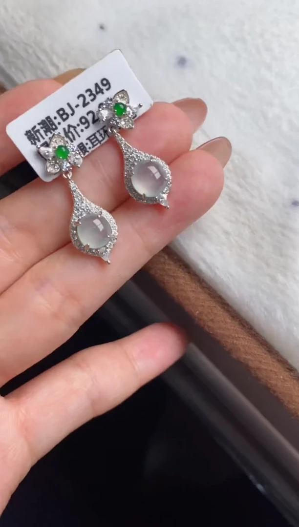 银S925镶嵌戒指翡翠天然A货翡翠