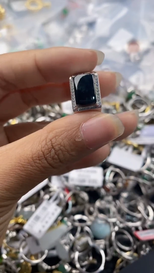 银S925镶嵌戒指翡翠11               3