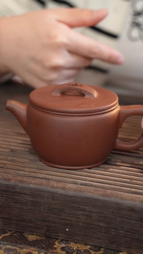 茶壶紫砂汉瓦【 宽口】半手工220cc【壶嘴封釉】