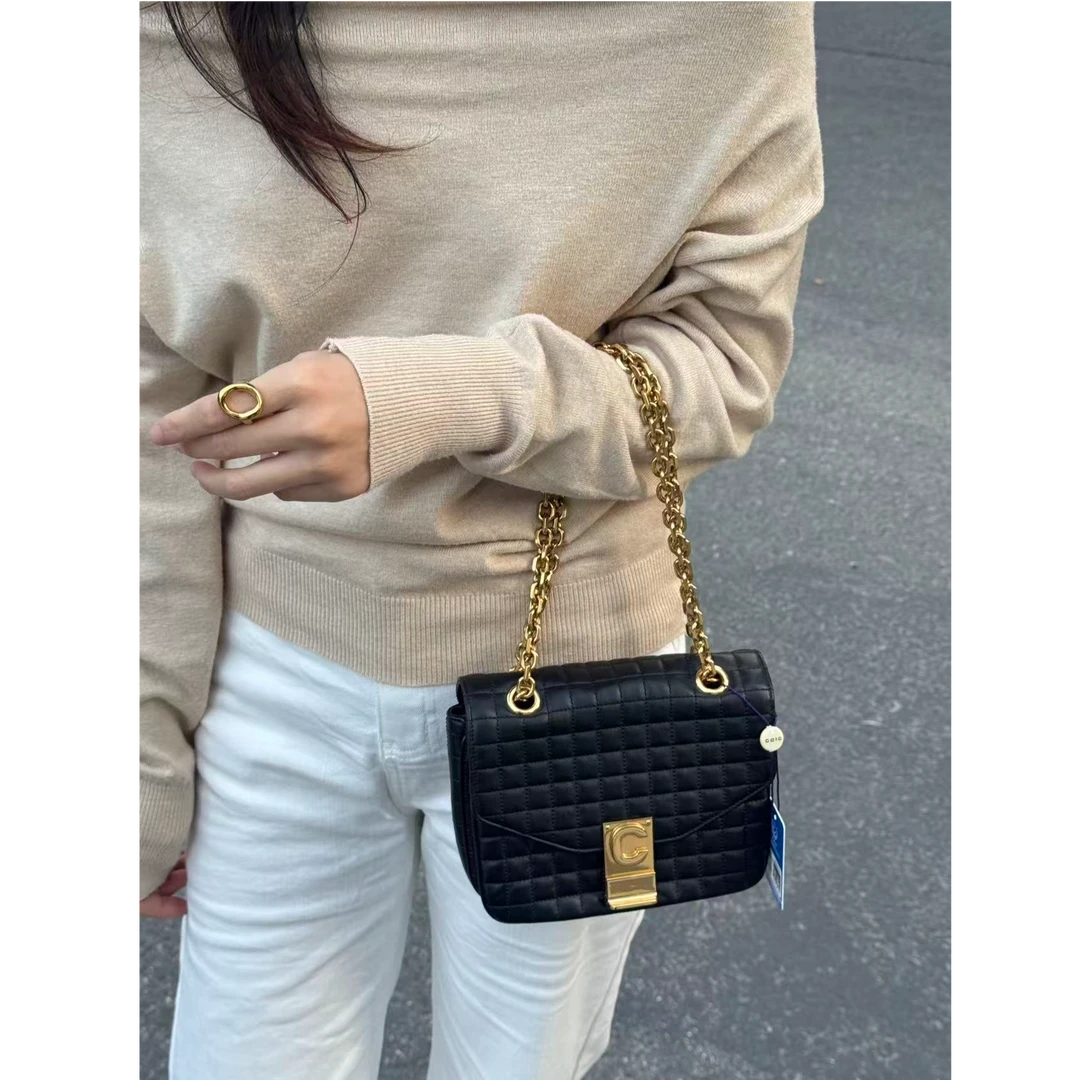 95新 Celine/思琳 【小考拉】Celine 黑金c bag小号单肩包