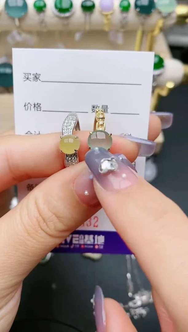 【闪购商品】翡翠银S925镶嵌戒指7832