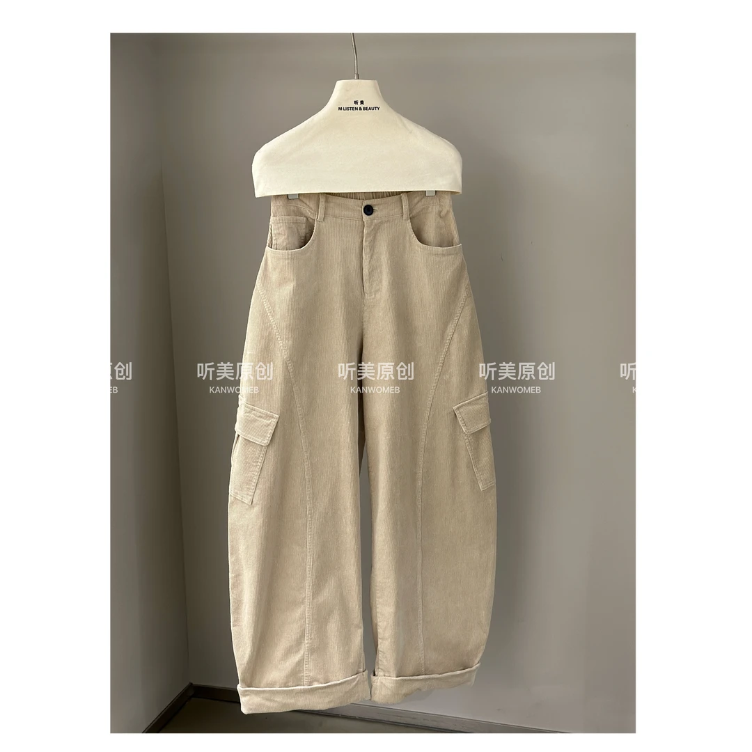 【媚儿KANWOMEIB】原创 灯芯绒松弛感弯刀休闲裤