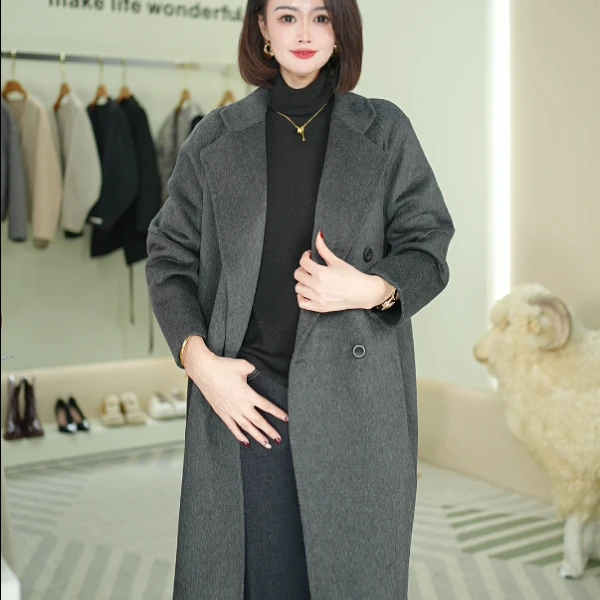 新款气质2025女士羊毛大衣女秋冬女士毛呢长款外套8502