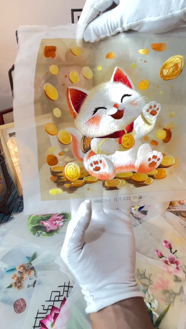 织绣纯手工苏绣双面绣绣布