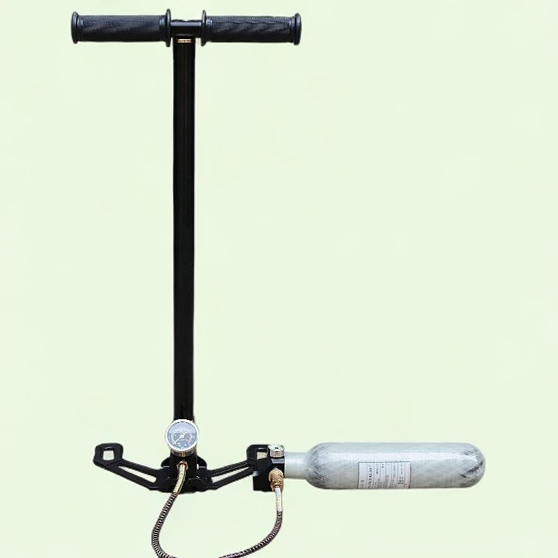 正品高压打气筒折叠大表30压40mpa手动气筒三级不锈钢打气泵工具