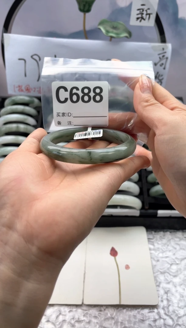 石英质玉（天山翠）手镯未镶嵌C688