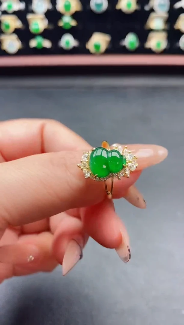 银S925镶嵌戒指翡翠1