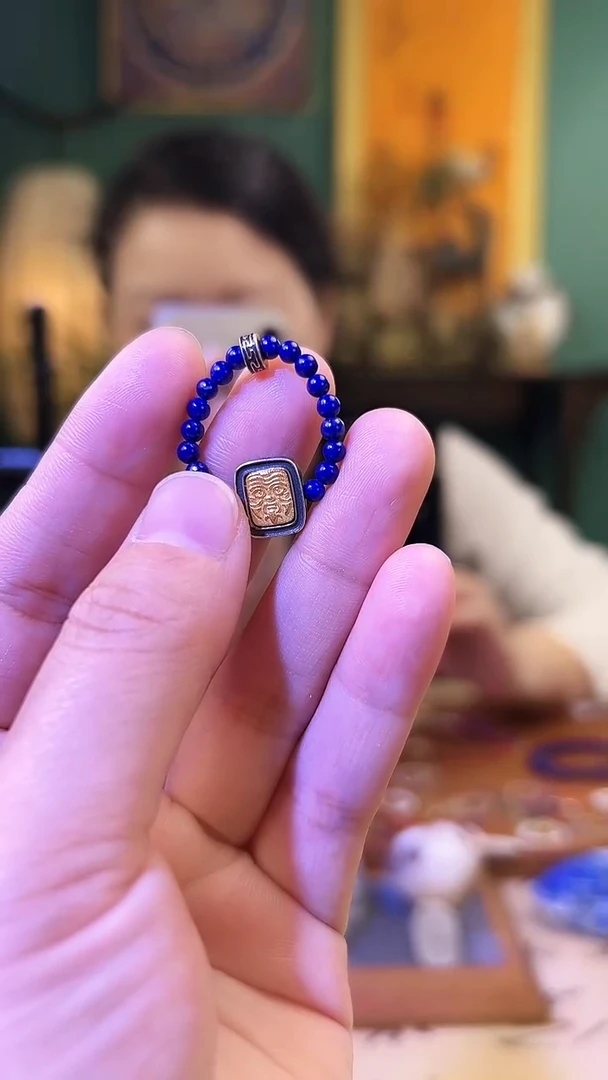 【闪购商品】青金石戒指银S925镶嵌青金石扎基拉姆戒指