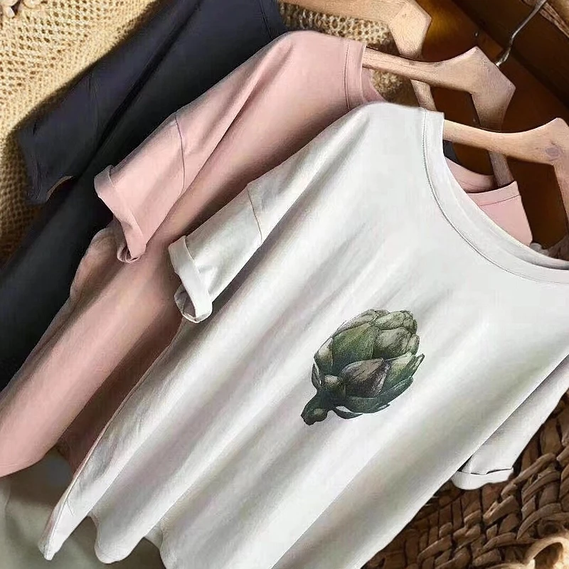 禾女服饰】外贸纯棉菜花T宽松休闲