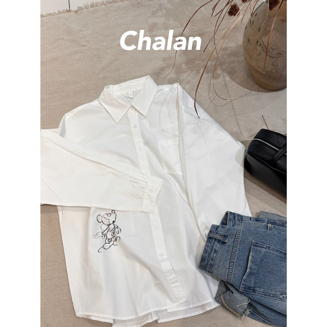 chalan 简约质感素描米奇衬衣H26C0125