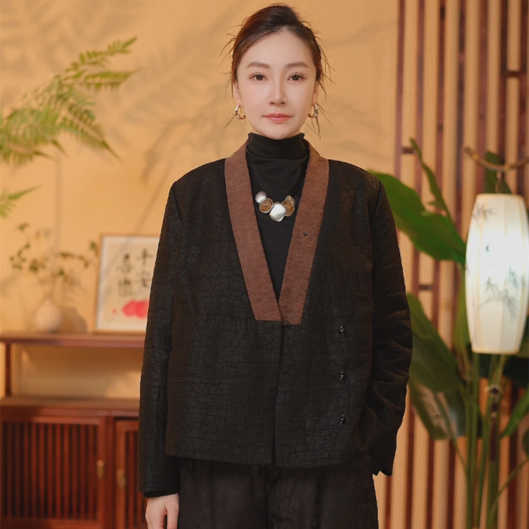 潘新中式国风 33625 龟纹 桑蚕丝 棉服 外套 L