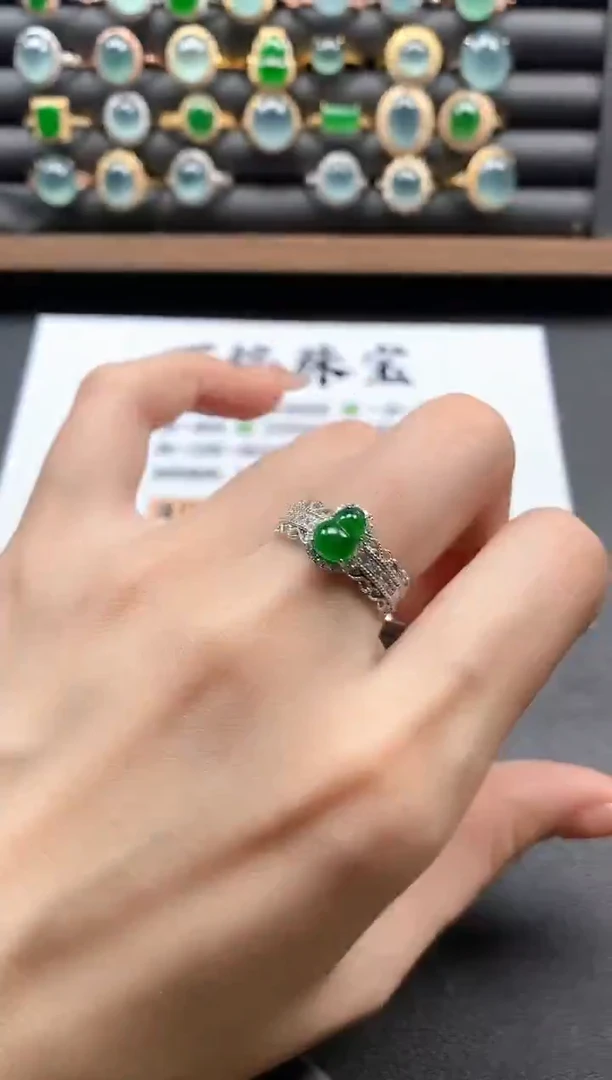 银S925镶嵌戒指翡翠5151-8