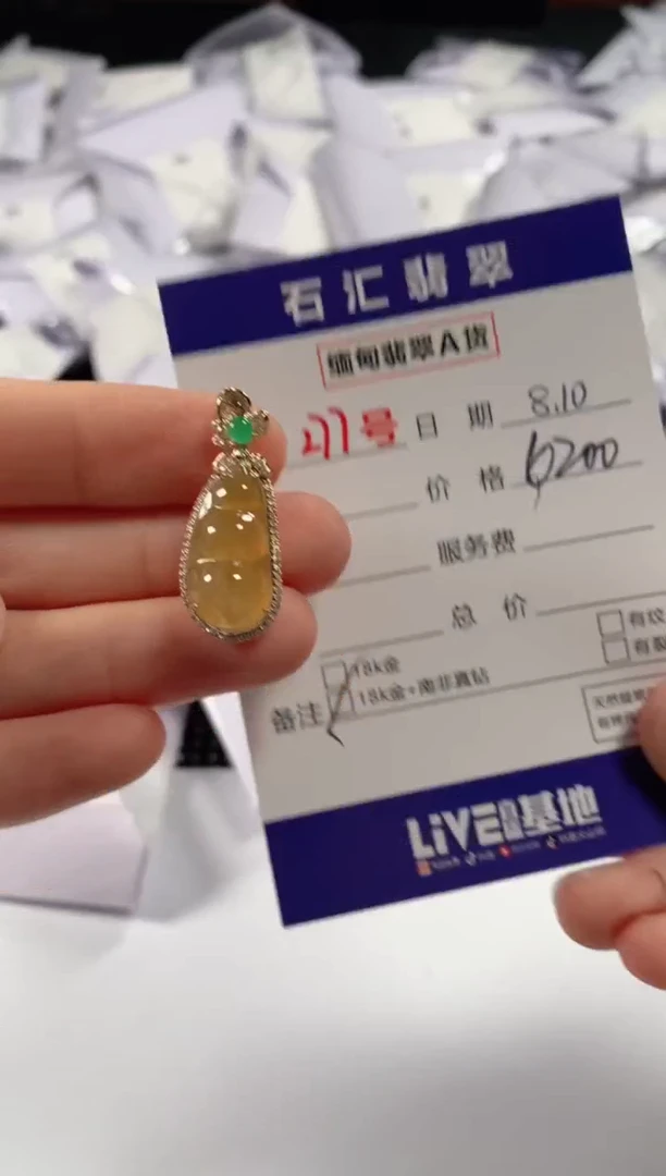 翡翠18K金镶嵌颈饰1