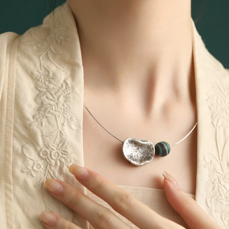 链子925银 N15357 <意浓>【荷塘月色】项链古风复古中式