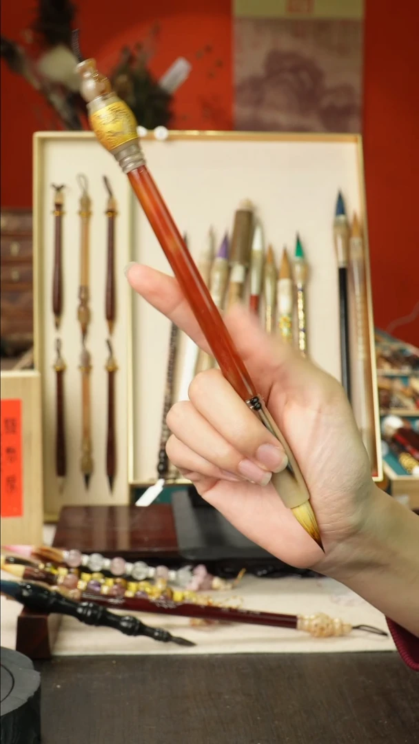 孤品高货毛笔链接 清水试笔 蘸墨不退