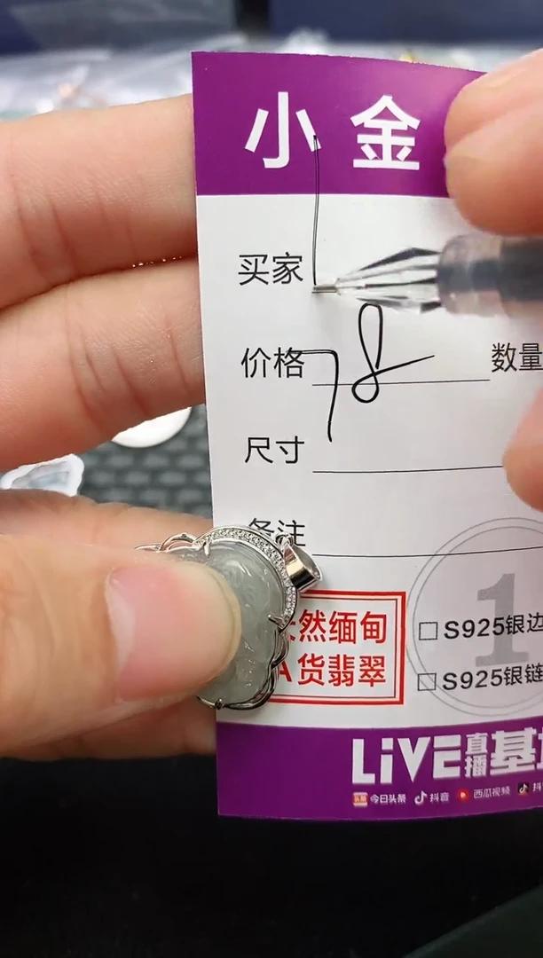 颈饰银S925镶嵌翡翠風**阻挂件