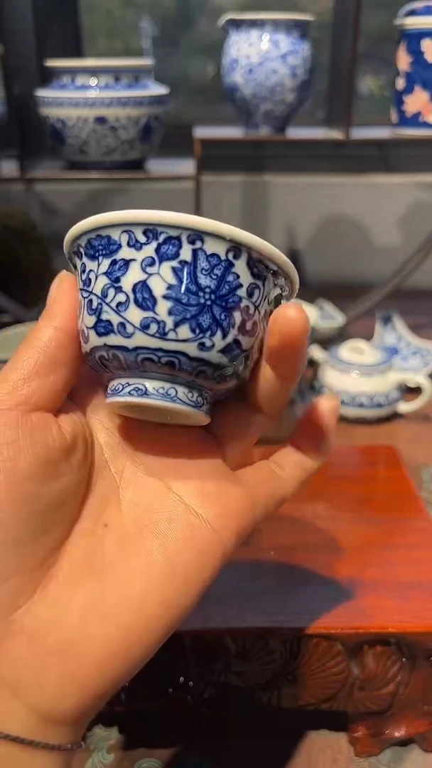 镹曰柴窑手工手绘青花小微瑕