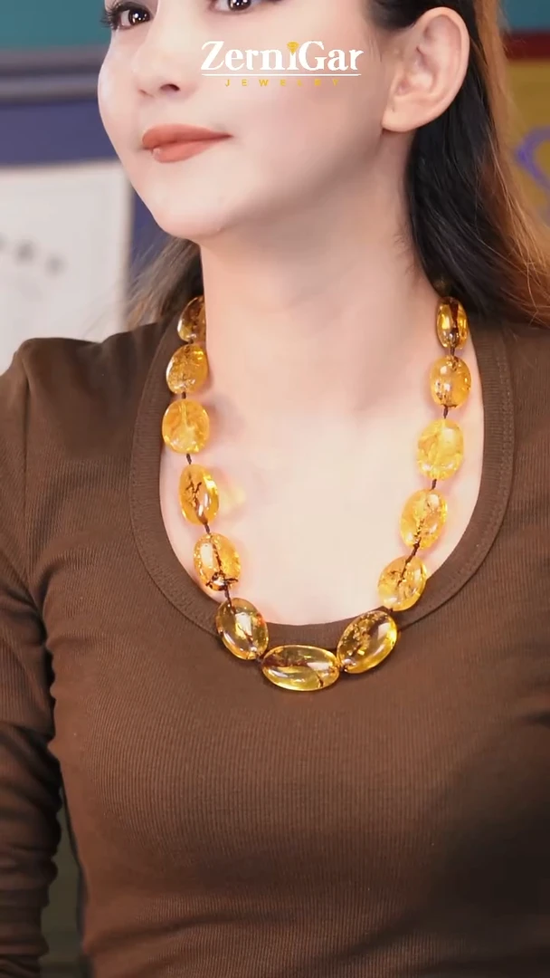 裸石琥珀未镶嵌天然琥珀项链