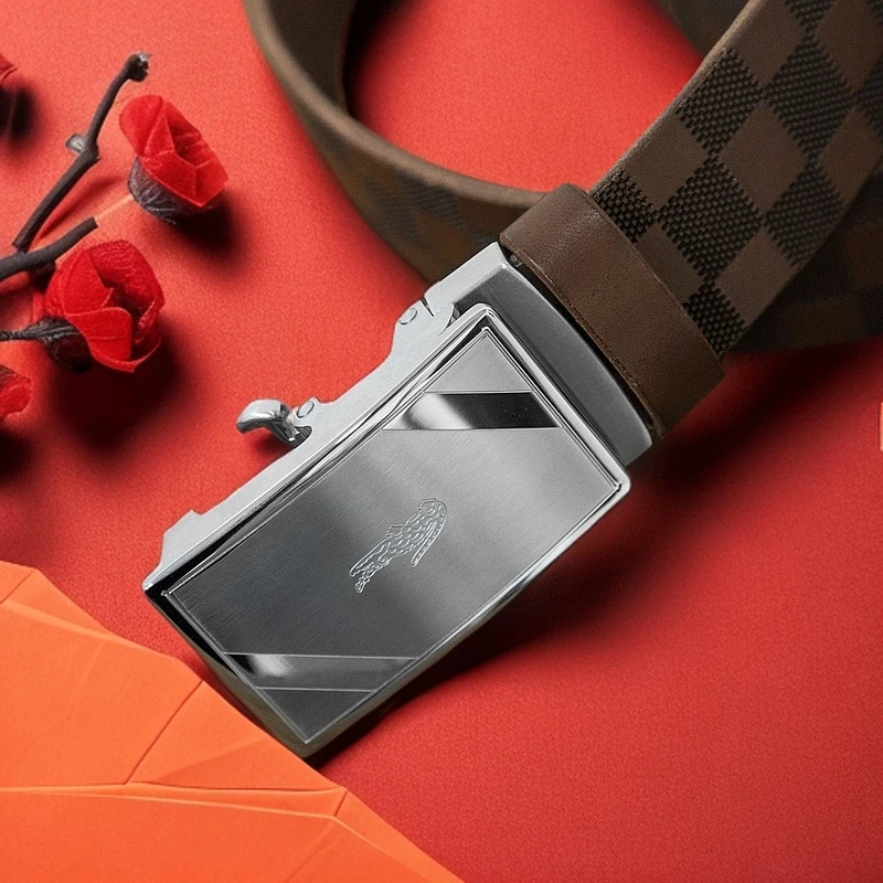 小鳄鱼无牙自动扣外穿纯手工制作头层牛皮腰带男士真牛皮皮带