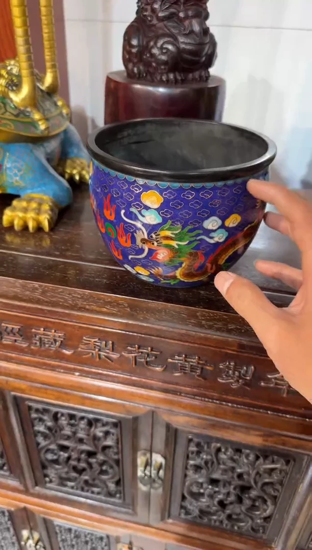 木木头款景泰蓝深蓝缸680