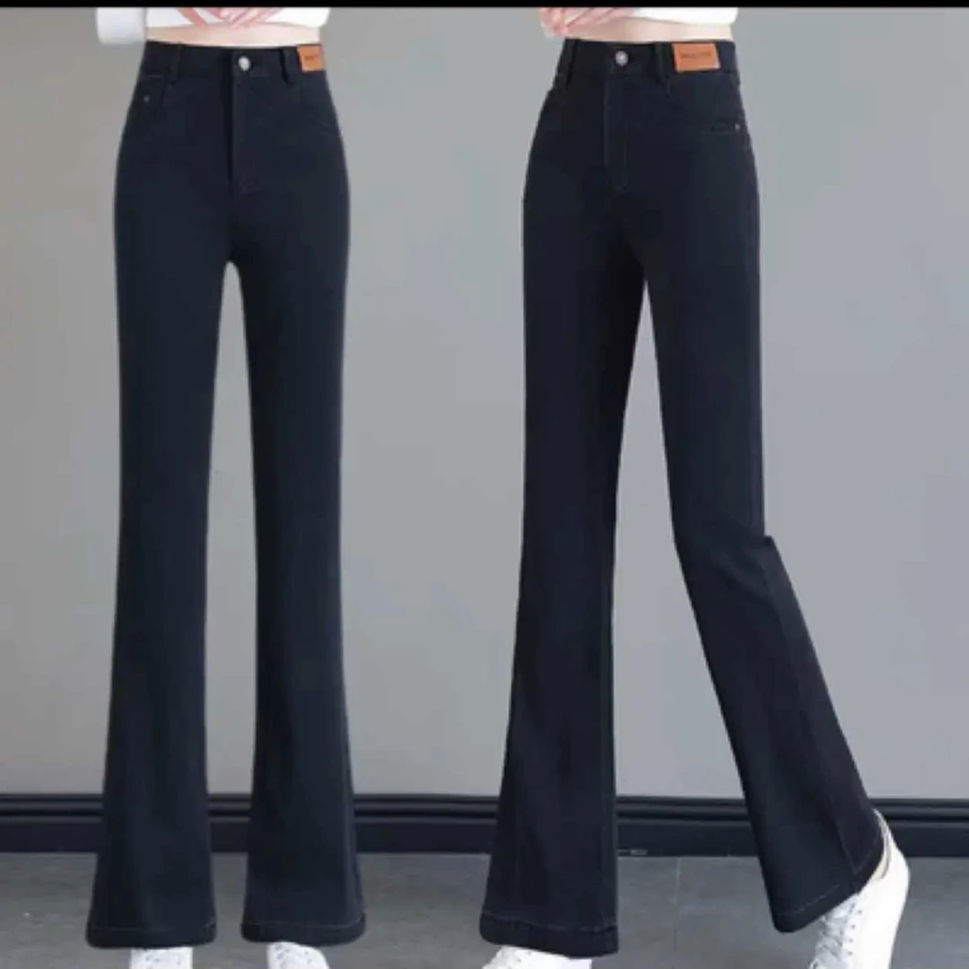 891#腰头黄标微喇牛仔裤女显瘦高腰气质时尚百搭洋气薄款春夏