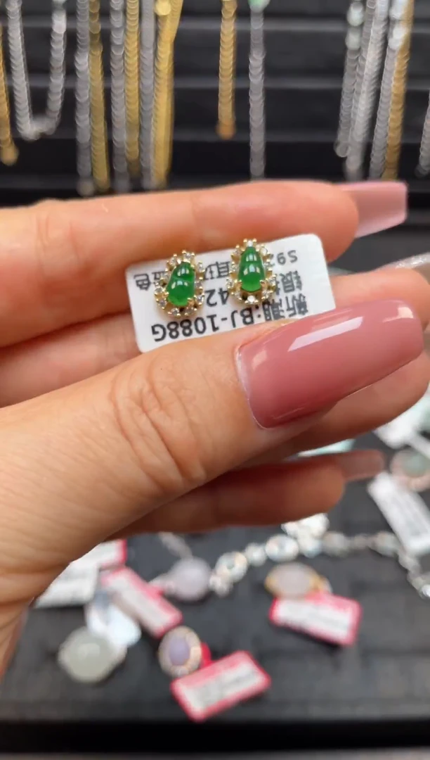 银S925镶嵌戒指翡翠天然翡翠A货