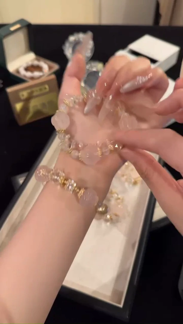 水晶手链合金粉水晶凤球x1193