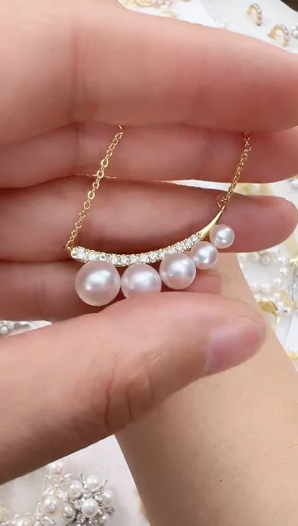 【闪购商品】淡水珍珠颈饰合金金色微笑