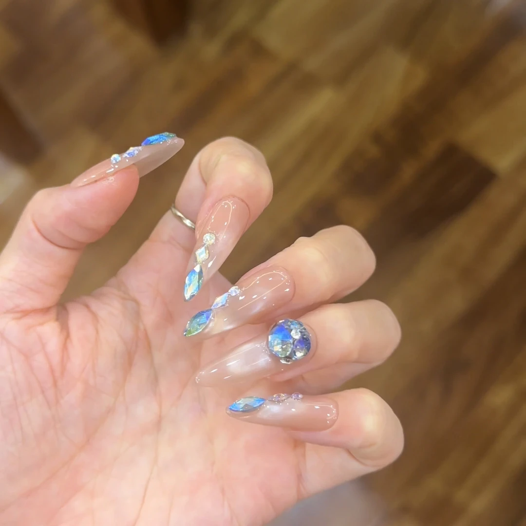 蓝鲸 施家全华 手工定制穿戴甲美甲成品美甲贴片10片