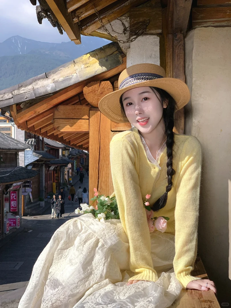 2025春季新款韩系温柔风黄色针织开衫上衣女搭配半身裙气质两件套