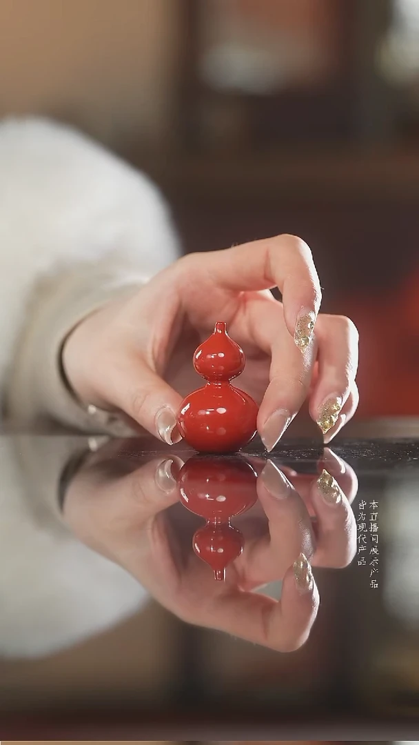 杯子陶瓷珊瑚红葫芦香插