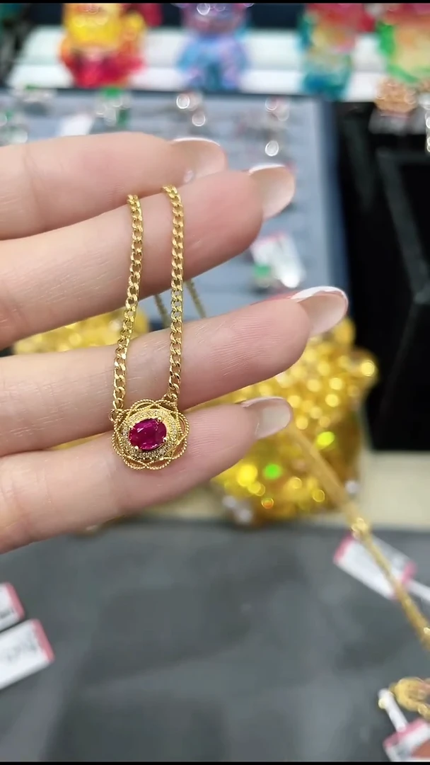 项链18K金镶嵌红宝石1