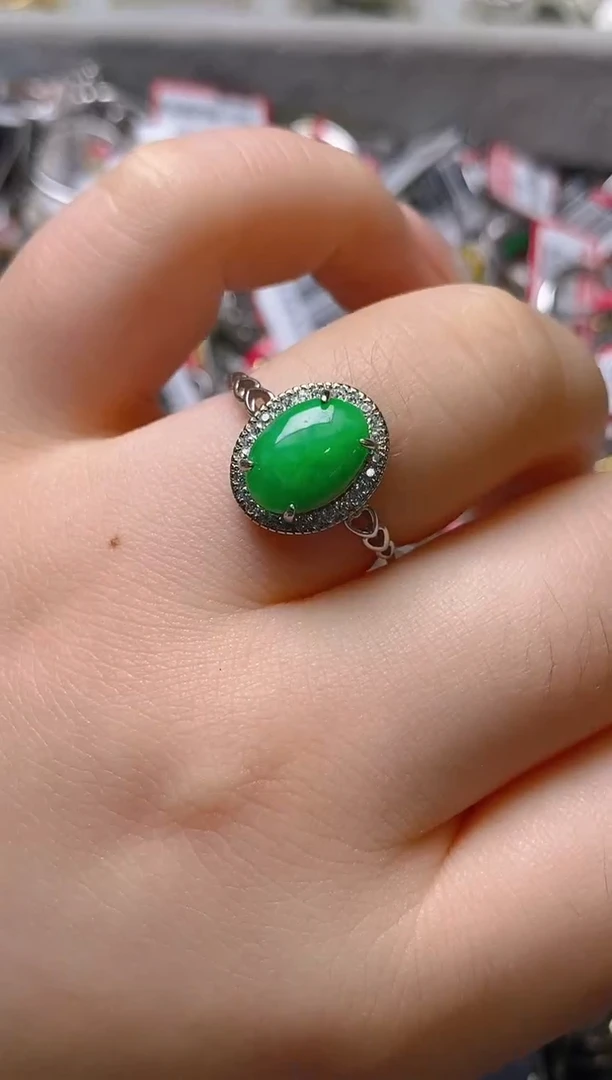 银S925镶嵌戒指翡翠百内无证书