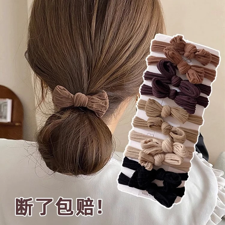 蝴蝶结高马尾头绳女基础打底扎头发橡皮筋高弹力耐用发圈皮套发绳