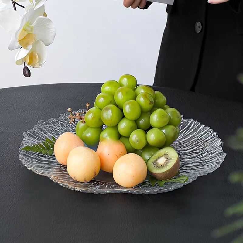 ins风玻璃果盘轻奢高档水果盘家用客厅茶几零食摆放盘茶点盘