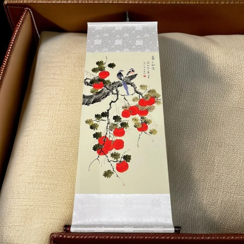 三尺《事事如意》尺寸1.40米X0.46米竖幅卷轴装裱简约装饰喷绘画