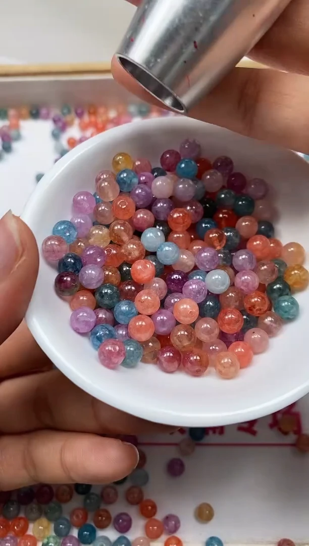 散珠未镶嵌碧玺M493 七彩碧玺6mm30个8.8元