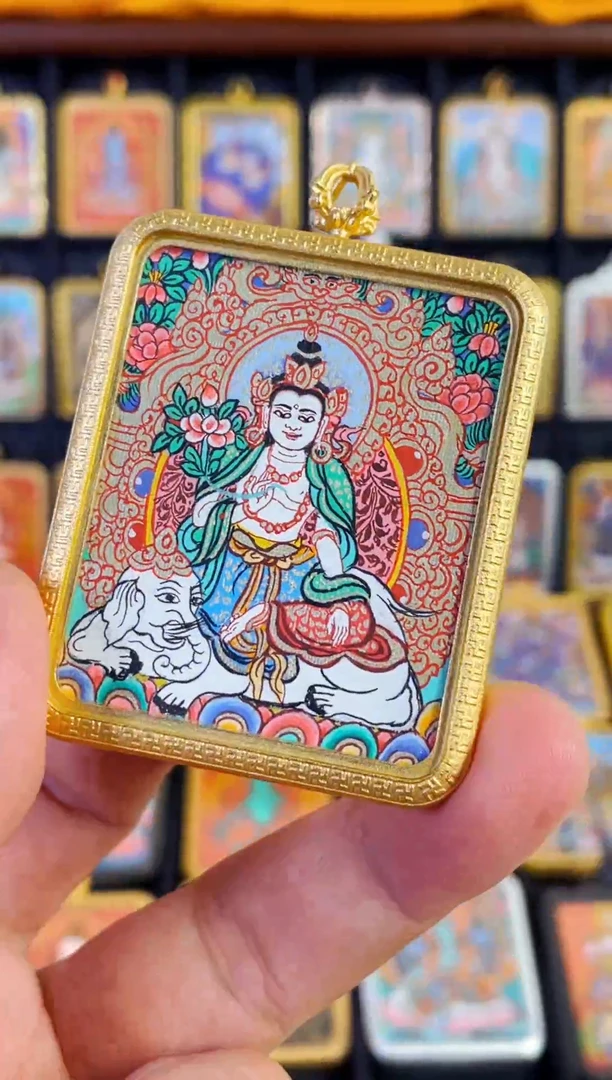 吊坠热贡纯手绘唐卡普贤