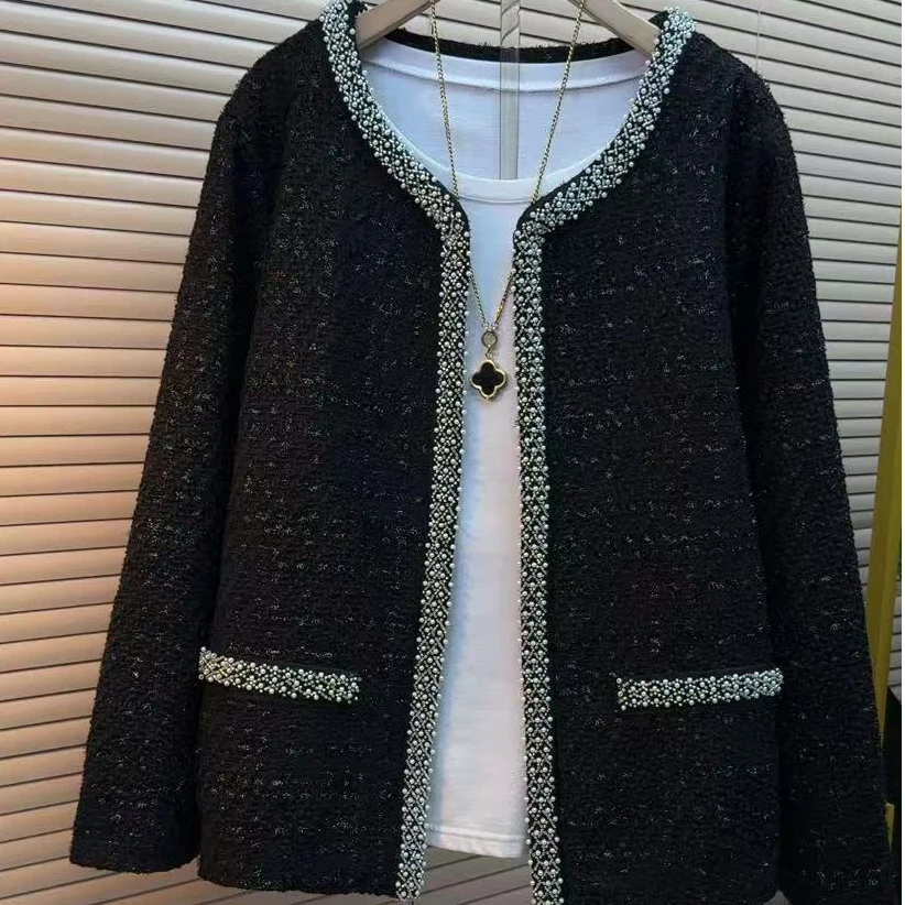 胖妹妹时尚气质显瘦遮肉减龄重工3115长袖洋气名媛宽松百搭外套