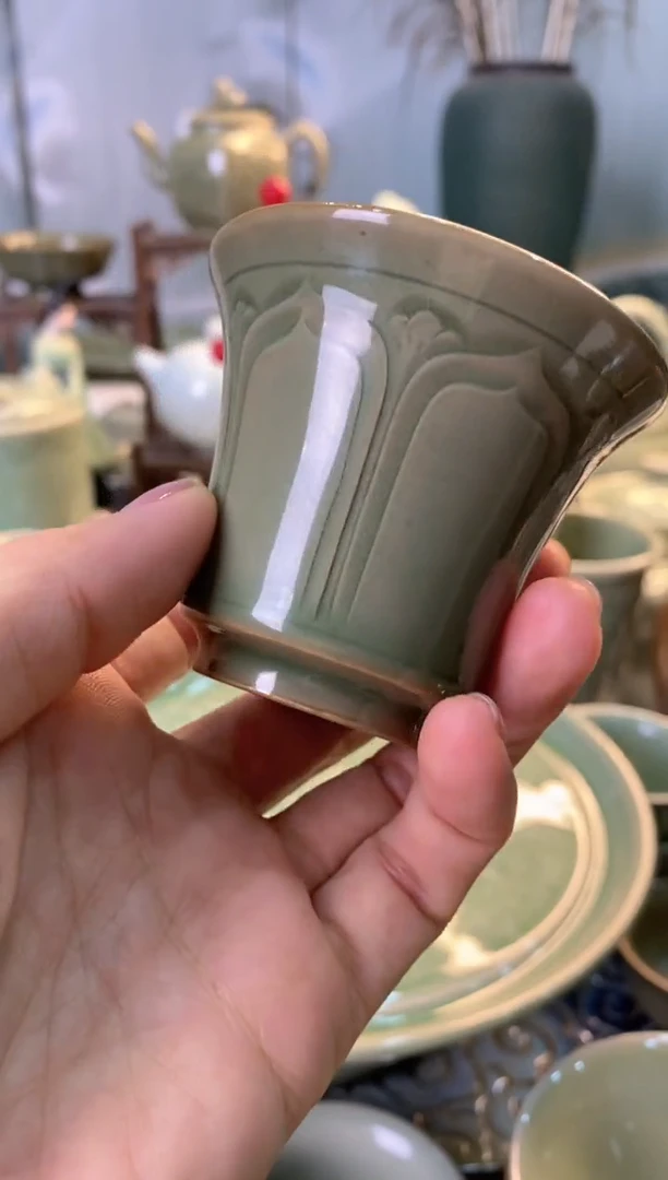 耀州窑L002 手工刻花闻香杯653号