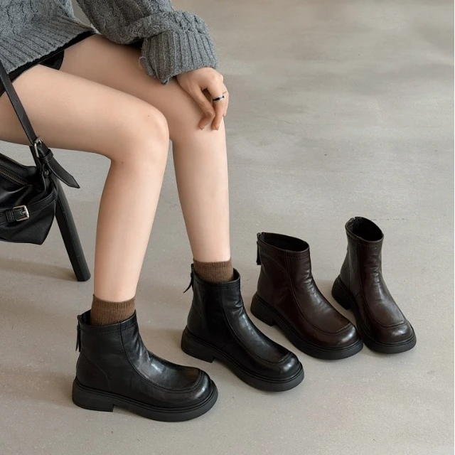 马丁靴女2025新款平度短靴秋冬季韩版百搭复古加绒保暖短筒瘦瘦靴