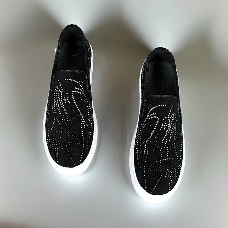 2025年夏季新款英伦休闲潮流厚度水钻小怪兽百搭鞋一脚蹬懒人男鞋