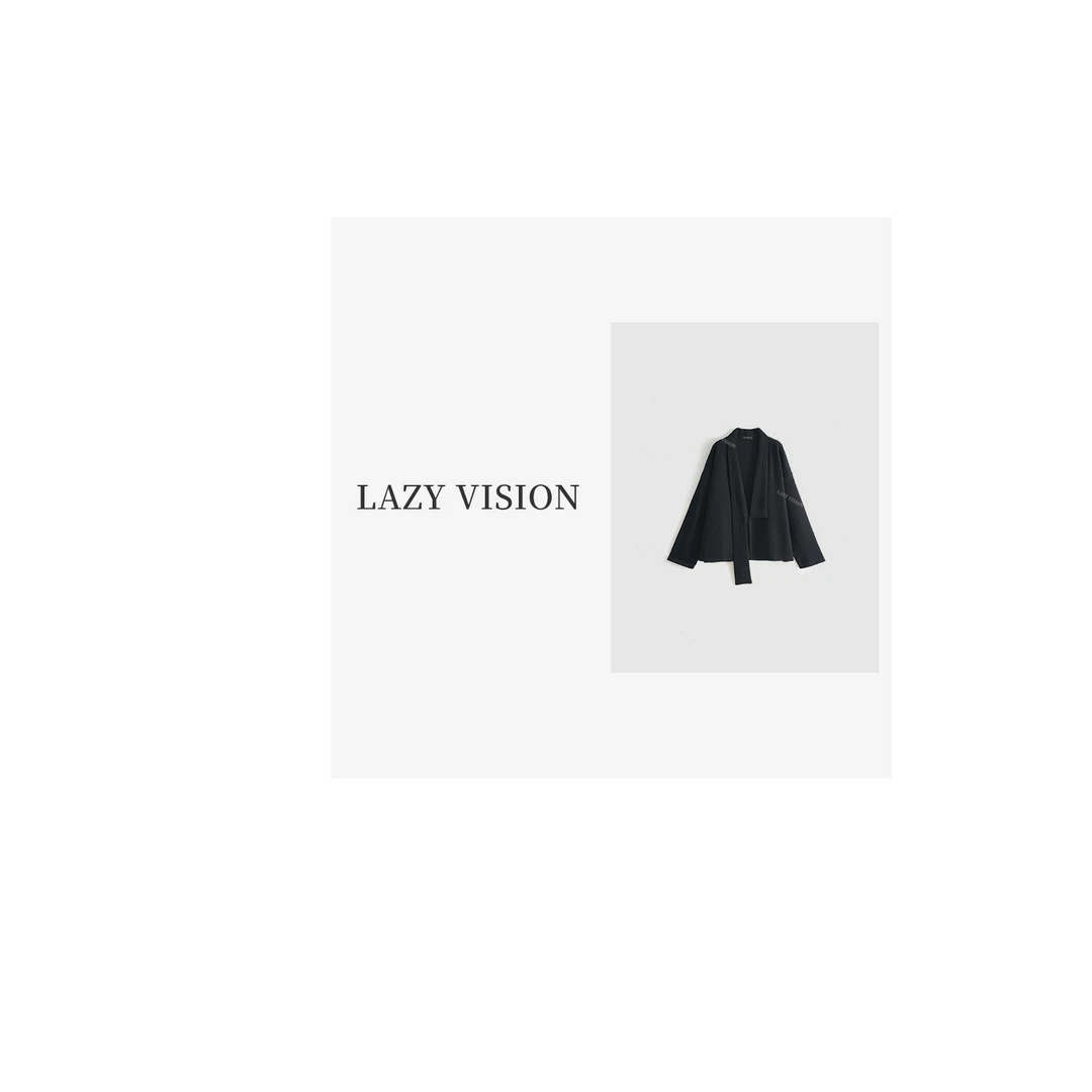 LAZYVISION羊.毛针织开衫弹力上衣极简高级女士外套ZMD-17897@